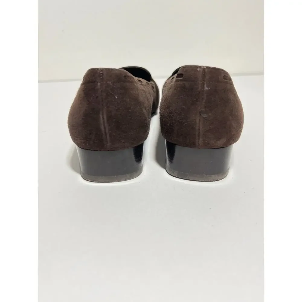 Salvatore Ferragamo Women EUC Classic Chocolate Brown Suede Loafer Shoe 6.5 B